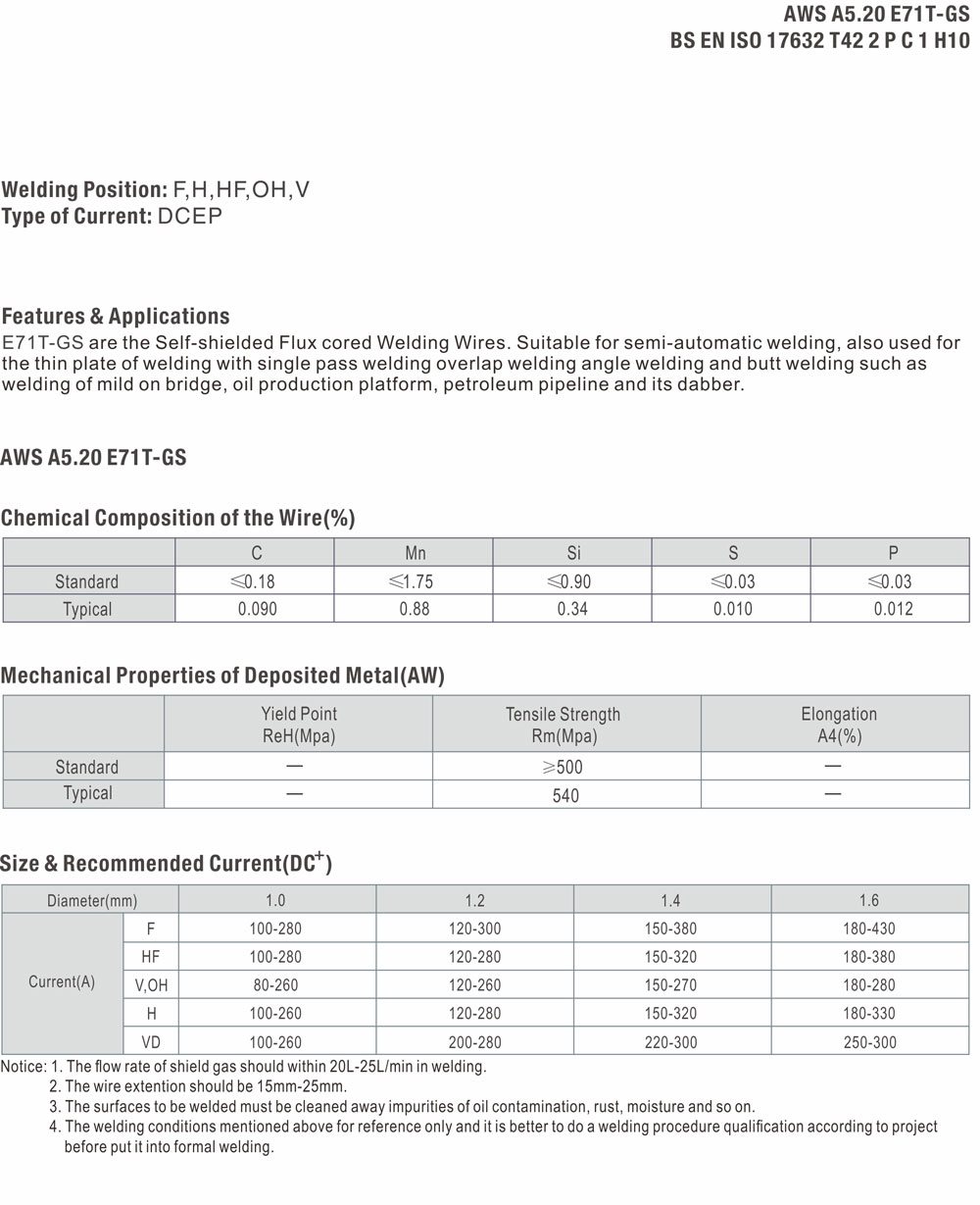 E71T-GS - China's Best Welding Consumables Supplier